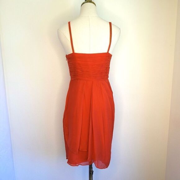 J.Crew Silk Ruched and Draped Spaghetti Strap Elegant Prom or Party Dress Coral - Picture 5 of 16